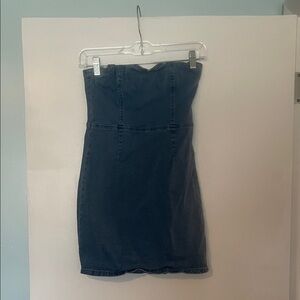 Dark Blue Strapless Denim Dress